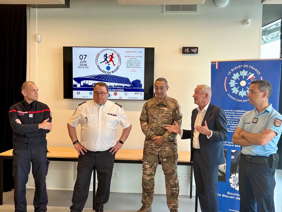 olivierrichefou's tweet photo. 🇫🇷 Rendez-vous le 07 juin à @espacemayenne pour les #FouléesDuBleuet, une grande course solidaire et citoyenne.
Porté par les forces de sécurité et de secours du territoire, cet événement inédit mêlera sport, engagement et devoir de mémoire au profit du @BleuetFrance 

Merci à @Gendarmerie_053 @sdis53 @PoliceNat_53 et @Armees_Gouv pour leur mobilisation commune autour d’une cause solidaire.
@Prefet53 @udsp53
