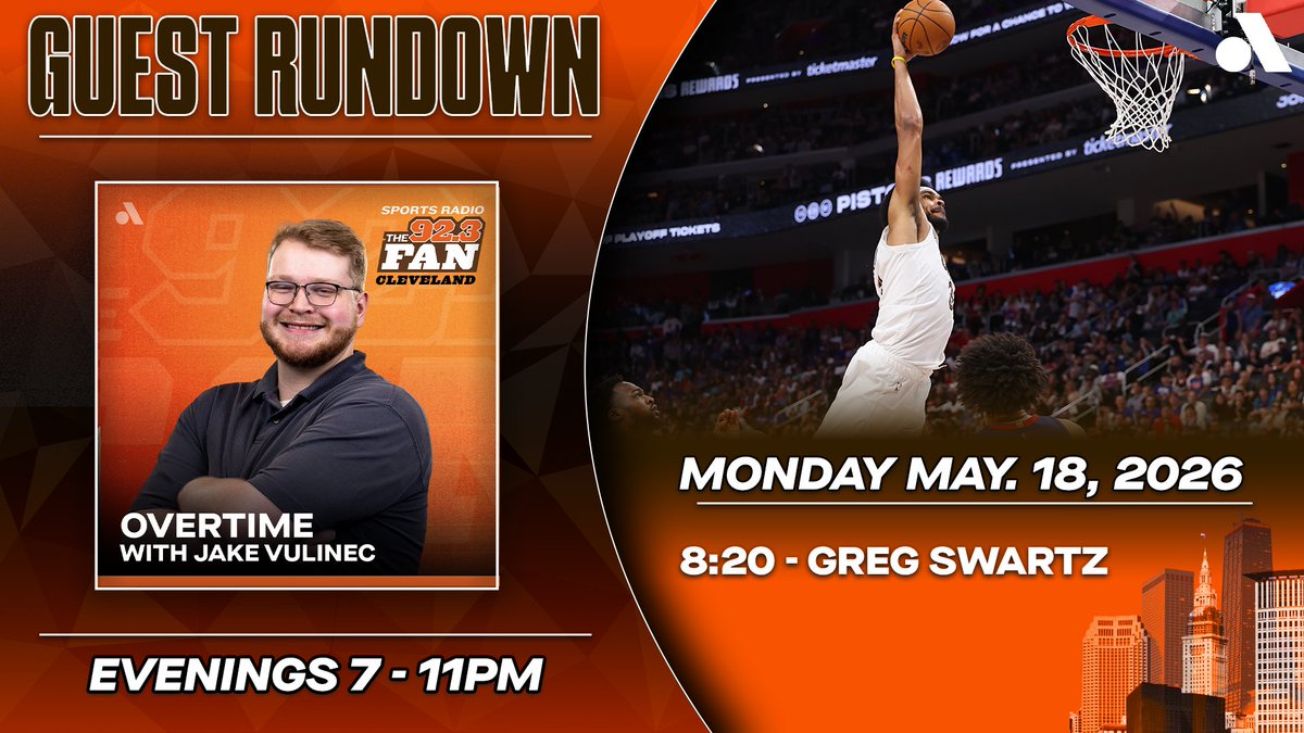 VulinecJake's tweet photo. Tonight on Overtime with Jake Vulinec @923TheFan:

🏀 How much tougher of an opponent are the New York Knicks?

🏈 Should we be reading into Monken and Deshaun "hitting it off"

⚾️ Guardians-Tigers reaction!

📞 @GregSwartzBR - 8:20

🔊 https://t.co/esEL9pI9lx https://t.co/kHSecG0NNg