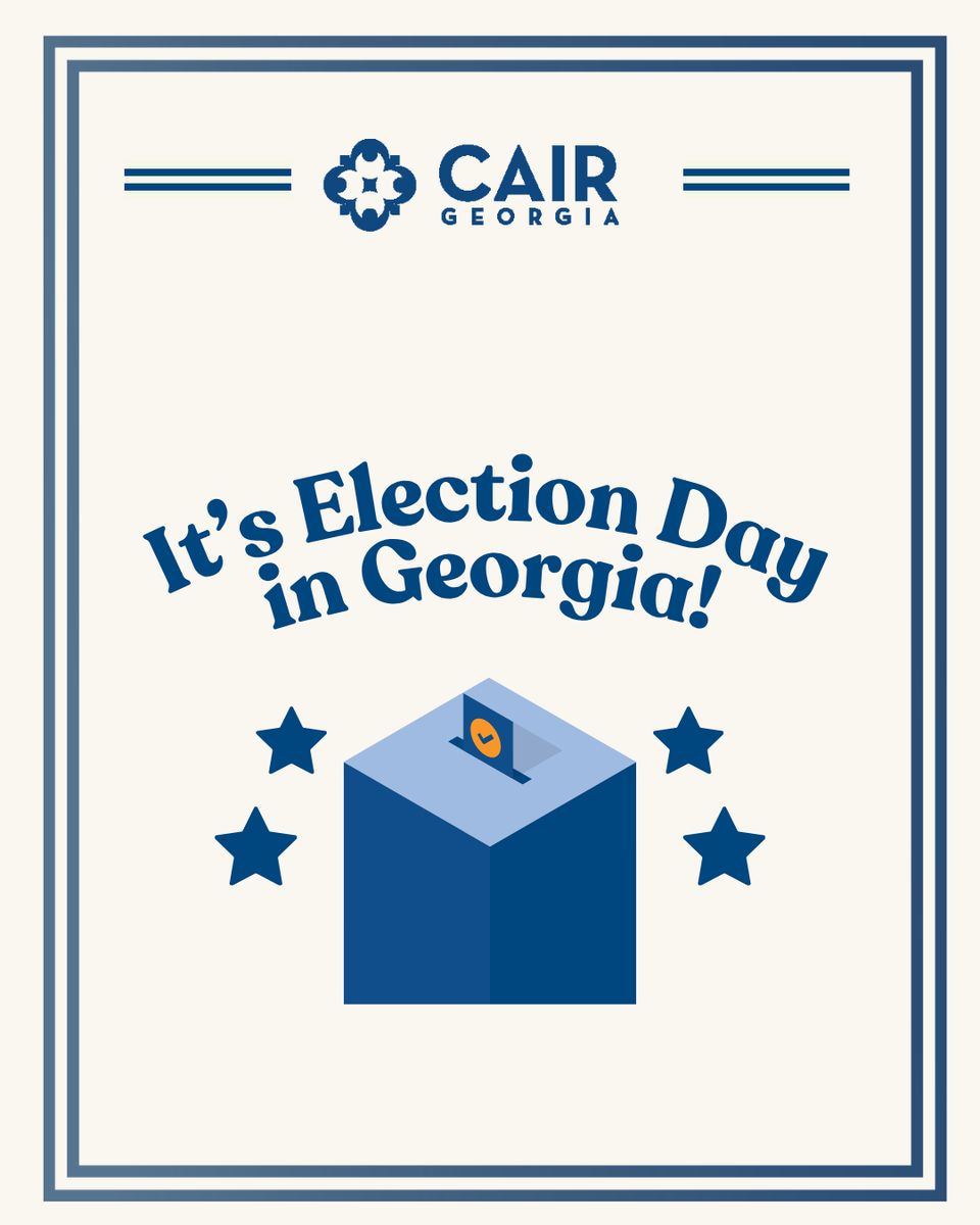 CAIR_GA's tweet photo. Today is #ElectionDay for the Georgia primaries! In my many districts, primary elections effectively determine the final outcome - so your vote matters. Make your voice heard and head to the polls today! https://t.co/4v8oS9CCzW
