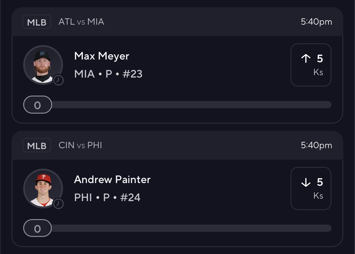 PropTailz's tweet photo. Couple more solid push pieces, both from a match &amp; projected matchup standpoint: 

Max Meyer o5 Ks
Andrew Painter u5 Ks

Available on both PrizePicks &amp; Betr right now. Wouldn’t be shocked if one bumped… https://t.co/OMaOz1fSkj