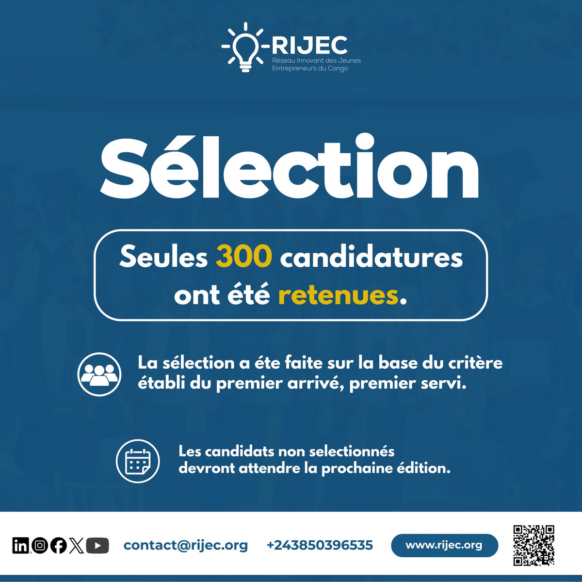 rijecrdc's tweet photo. 🚨 NOUS SOMMES HEUREUX D'ANNONCER LA SÉLECTION DES PARTICIPANTS À NOS FORMATIONS À MBUJIMAYI ! 😊

Nous félicitons les 300 candidats sélectionnés parmi les 883 postulants pour cette deuxième édition. Votre enthousiasme et votre engagement ont été remarquables ! https://t.co/gn4PGHSq1m