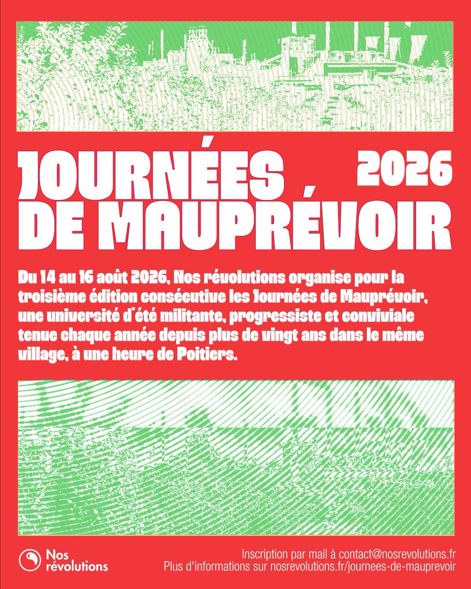 nos_revolutions's tweet photo. Rendez-vous du 14 au 16 août à Mauprévoir ! ✊️ 🚩 (2/2) https://t.co/Y5ThLP0vM7