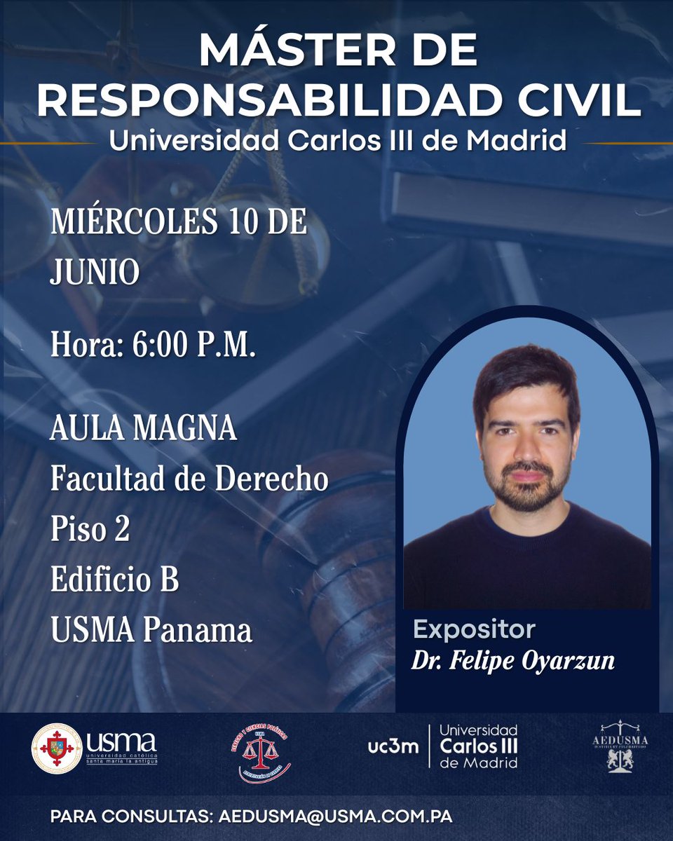 USMA_Egresados's tweet photo. Compartimos información valiosa para ustedes “Master de Responsabilidad Civil” Universidad Carlos III de Madrid. https://t.co/1QHQkRAaGH