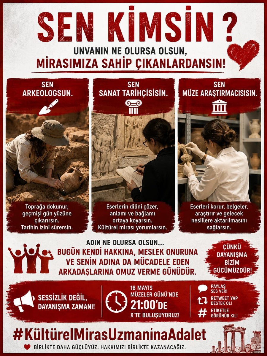 OvacikArzu's tweet photo. #KulturelMirasUzmaninaAdalet 
#MüzelerGünü
 @_aliyalcin_ @meciterdogan55 @MehmetNuriErsoy  @yazgi_gokhan @KltrMemur @Sehitgazikultur @YasinKilic_58 @hamdiusta5506 @muzecilerderneg @TekinSullu @hakanmelihaygun @ArkeologlarDer @MehmetTaytakMHP
@anadoluajansi  @hizirinan https://t.co/ZUPhxyI5kb