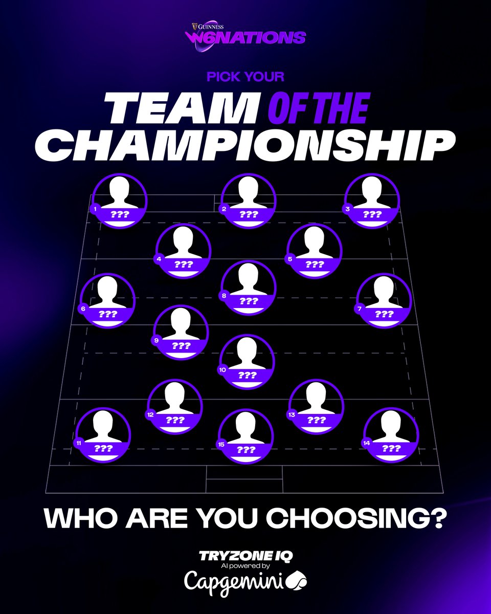Womens6Nations's tweet photo. 🌟 Who impressed you most this year?

Vote for your 2026 Capgemini team of the Championship here ➡️ https://t.co/Kp5AIAhS08

#GuinnessW6N #LovelyDayW6N https://t.co/QZw4uwECFh