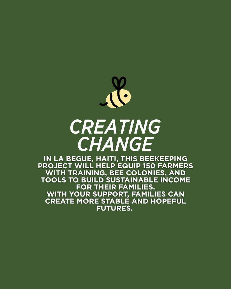 FoodForThePoor's tweet photo. Small bees can create big change.  🐝  This World Bee Day, we’re highlighting a beekeeping project in La Begue, Haiti that will help equip 150 farmers with training, bee colonies, and tools to build sustainable income for their families. Learn more.💛  https://t.co/otFcVZumLL https://t.co/u2x4EhUxBt