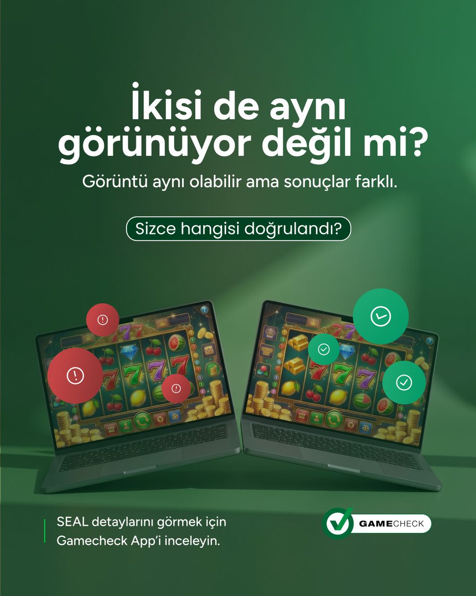 GamecheckTr's tweet photo. Dışarıdan bakınca farkı anlamak neredeyse imkânsız!

Bir platform doğrulama sürecinden geçmiş, diğeri sadece aynı görünümü taşıyor olabilir.

Bu yüzden soru artık:
“Hangisi daha iyi görünüyor?” değil.
“Hangisi doğrulanmış?”

Gamecheck ile platform bilgilerini kontrol et!
SEAL detaylarını Gamecheck App üzerinden inceleyebilirsin.

👉 Önce Gamecheck

📲 https://t.co/6C2UVoo4qx
💬 https://t.co/4XbCEIqJxI

#Gamecheck #GamecheckTR #SEAL #PlayerProtection #iGamingIntegrity