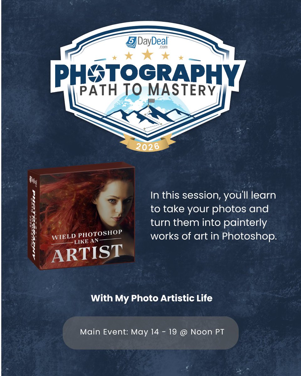 5DayDeal's tweet photo. Wield Photoshop Like An Artist. A bonus for photographers ready to think beyond basic edits and create with more style, freedom, and artistic confidence.
Included only with the VIP Pass until May 19 at noon PT. https://t.co/KOrm837crd https://t.co/WnoMRFMpjg