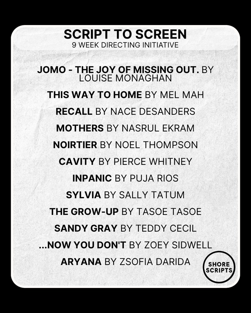ShoreScripts's tweet photo. Here are the talented writers and scripts that made it to the Semi-Finalist round of Script To Screen! We’re excited to celebrate these projects and can’t wait to share the Finalists and Winners on June 5th. #screenwriting #scripttoscreen https://t.co/TjrV0nm1YQ