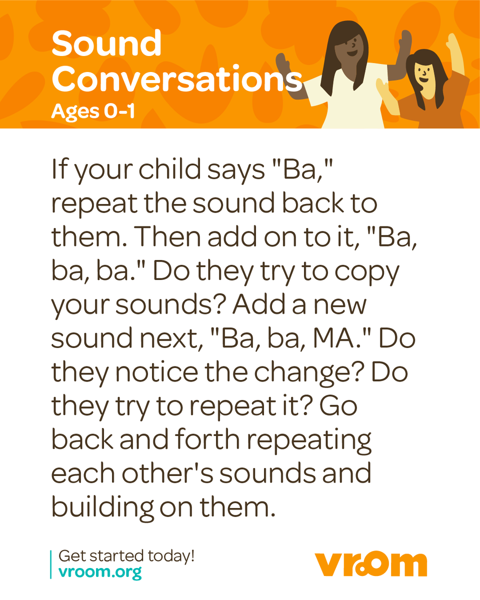 joinvroom's tweet photo. Turns out, babble is Brain Building. 💬🧠

This Vroom Tip helps your child practice listening closely and responding during playful sound conversations. https://t.co/lwbgUWz65x