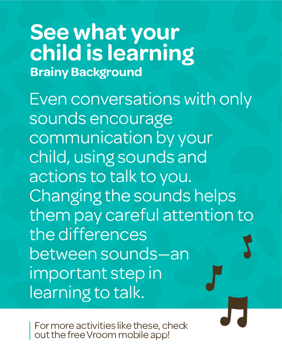 joinvroom's tweet photo. Turns out, babble is Brain Building. 💬🧠

This Vroom Tip helps your child practice listening closely and responding during playful sound conversations. https://t.co/lwbgUWz65x