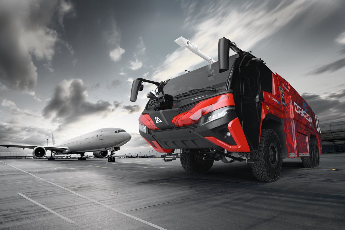 EOneUKLtd's tweet photo. This month’s Emergency One calendar image showcases the Magirus Dragon 6x6 NEO, ahead of its appearance at Interschutz, Pavilion 32 🚨 https://t.co/a8RQswAQ7c