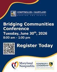 GCMDEconDev's tweet photo. Join Comptroller Brooke E. Lierman on June 30th for the 3rd annual Bridging Communities Conference, hosted by the Comptroller’s Office in partnership with Maryland Nonprofits and Coppin State University Nonprofit Leadership Program.

Learn more &amp; register: https://t.co/Wfgr9Eb36L https://t.co/lhRHRmEVuU