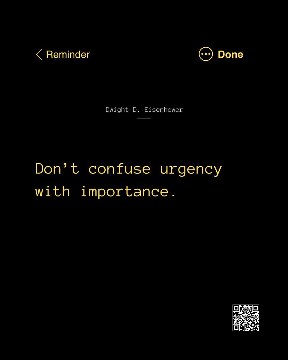 firstaimovers's tweet photo. Don’t confuse urgency with importance.
Dwight D. Eisenhower

Urgency often masquerades as importance—don’t fall for it. Focus sharply on what truly matters. #Leadership #Priorities https://t.co/NEc9qxJZjo