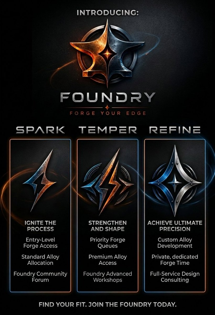 ArcheForgeHQ's tweet photo. From Spark to Temper to Refine — The Foundry’s 3-level AI framework supports companies at every growth stage, cultivating personalization &amp; seamless integration. Ready to evolve your digital twin? #AI #Personalization #DigitalTransformation https://t.co/cSgZjFcL0o