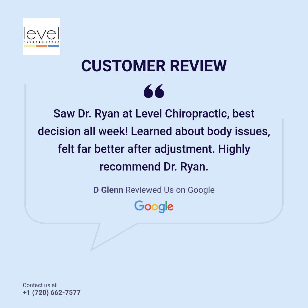 LevelChiro's tweet photo. Shoutout to our amazing client for this kind review! 🙌 Your satisfaction is what drives us forward. #levelchiro #denverchiropractor #ClientReview #HappyCustomer #PositiveFeedback https://t.co/MuttwJPJBR