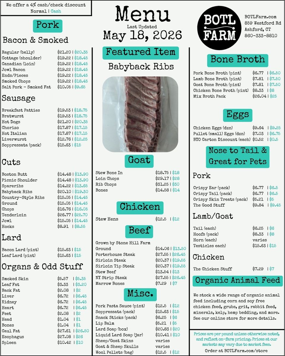BOTLFarm's tweet photo. Baby back ribs are one of our more rare items we sometime stock. We only get these back when we make our Canadian bacon and we don’t get too many of them. We have a few in stock currently. https://t.co/OZWmwuIXYh