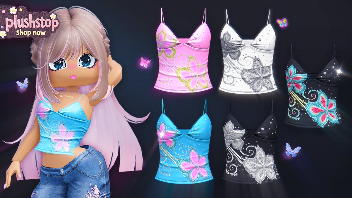 plushstops's tweet photo. Rhinestone Tanks 🦋🫧
゛ ⸝⸝.ᐟ⋆ ૮ ˶ᵔ ᵕ ᵔ˶ ა  ゛ ⸝⸝.ᐟ⋆ 
Shop: https://t.co/spQ6HnfDYL
#RobloxUGC #Roblox https://t.co/YOU8AEnVF8