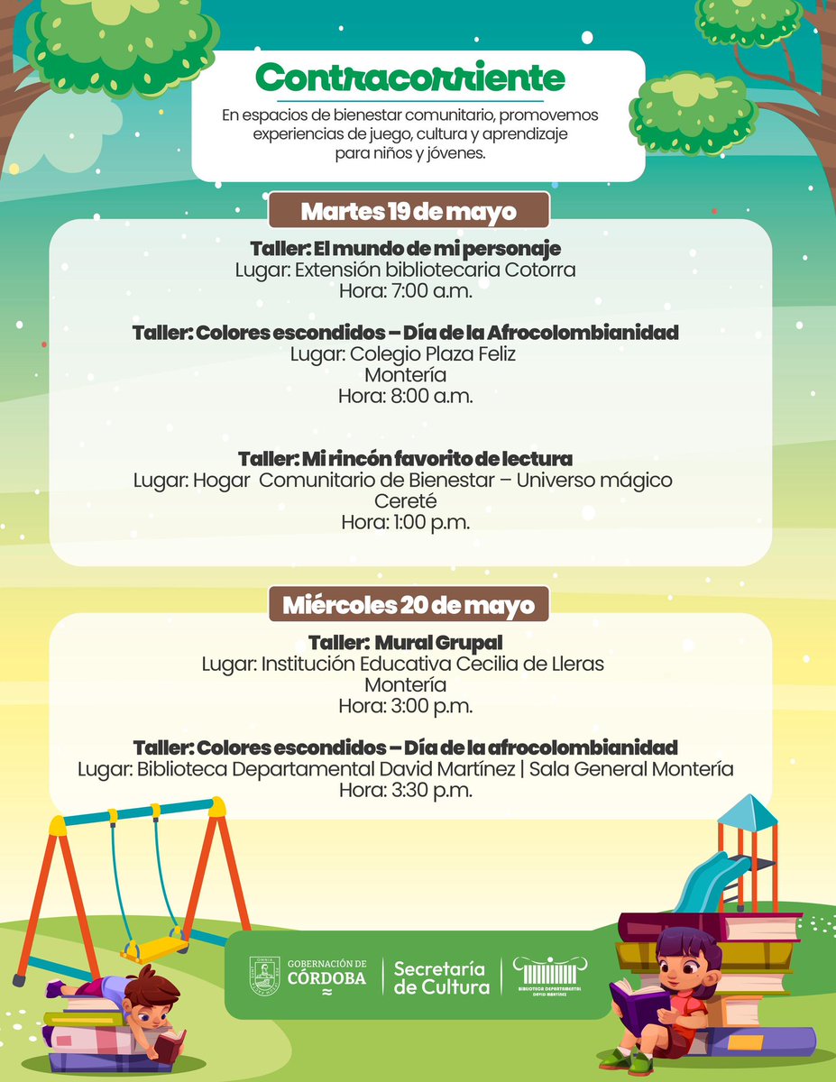GobCordoba_'s tweet photo. ¡Córdoba vibra con arte y talento!

Con #ContraCorriente llegamos a cada rincón del departamento impulsando la creatividad de niños, niñas y jóvenes. Porque aquí el arte transforma y construye futuro.
Consulta la agenda y únete. https://t.co/A5RVLAj9kB