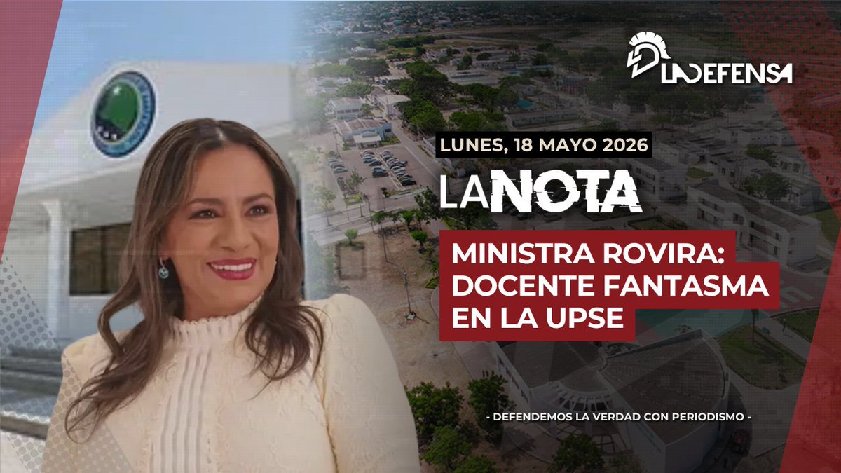 LaDefensaEc's tweet photo. MINISTRA ROVIRA: DOCENTE FANTASMA EN LA UPSE

Una nueva investigación de LA DEFENSA pone bajo la lupa a dos altas funcionarias del Gobierno: la ministra de Desarrollo Humano, Zaida Rovira, y su viceministra, Lissette Robles.

Ambas aparecen como docentes contratadas en la Universidad Estatal Península de Santa Elena (UPSE). Pero hay un problema: según denuncias corroboradas por este medio, ninguna estaría impartiendo clases de forma regular.

Videos, registros académicos y testimonios muestran cómo las materias habrían sido cubiertas por reemplazos recurrentes… incluyendo a la propia viceministra y a otros abogados vinculados políticamente al oficialismo.

Entonces, la pregunta es inevitable:

¿Puede un funcionario público mantener una cátedra sin asistir regularmente a clases? ¿Quién controla eso? ¿Y qué pasa con los estudiantes?

En este reportaje analizamos:

- Las ausencias de Zaida Rovira en la UPSE
- El rol de la viceministra Lissette Robles
- Los reemplazos constantes en las materias
- El uso político de espacios universitarios
- Y las conexiones entre academia, poder y campaña electoral en Santa Elena

Suscríbete a LA DEFENSA.

LINK: https://t.co/2oN49fe3B3

🔍#ZaidaRovira #UPSE #PolíticaEcuador #ADN #LaDefensa #Contralanza #SantaElena #ActualidadEcuador #Universidad #InvestigaciónPeriodística