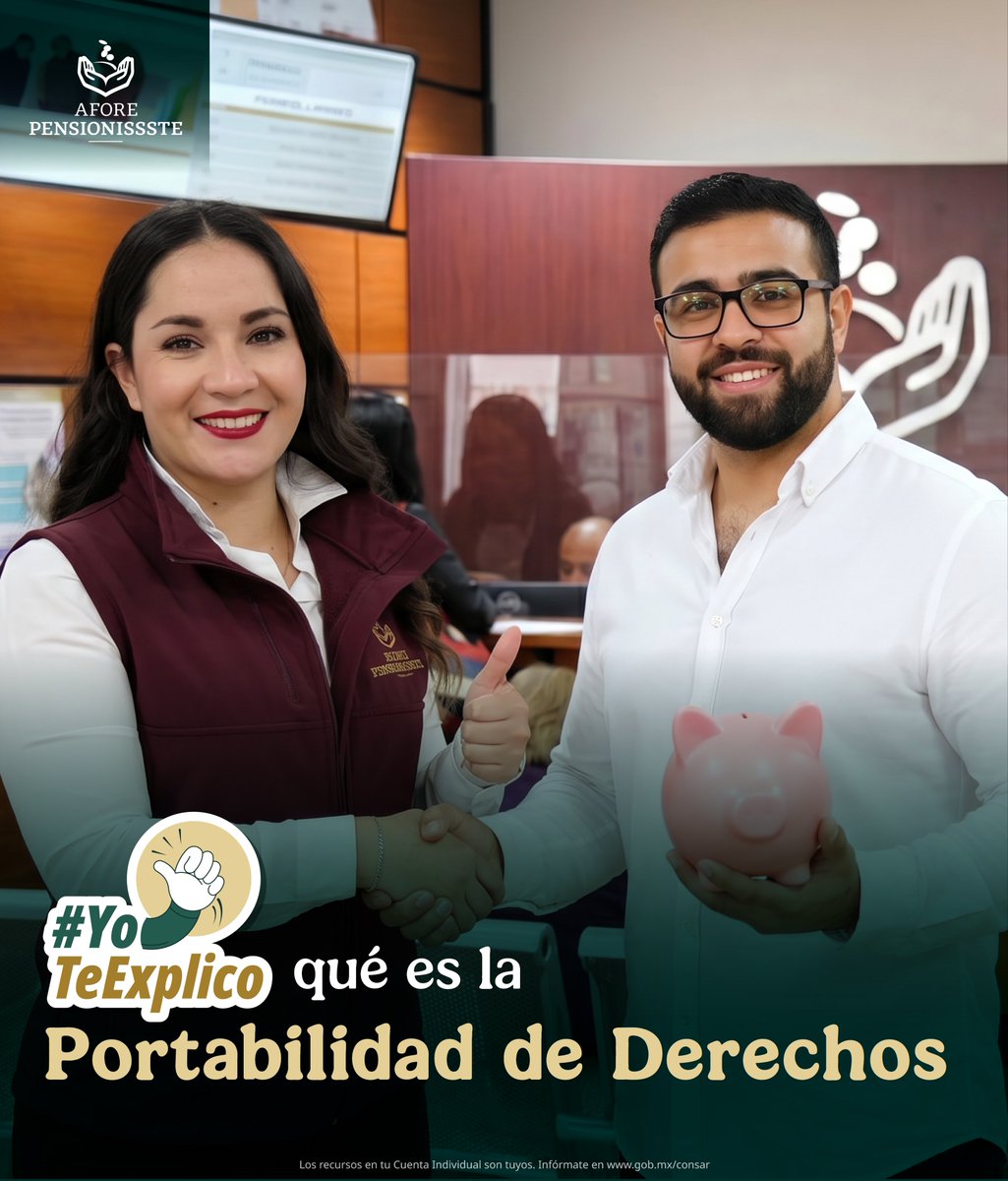 PENSIONISSSTE_'s tweet photo. 💡👵👴 ¿Sabías que puedes unificar tus semanas cotizadas de @Tu_IMSS  y tus años de servicio del @ISSSTE_mx  para lograr tu pensión? 📋✨

En AFORE @PENSIONISSSTE_  somos expertos en orientarte sobre la Portabilidad de Derechos 🤝📈 para que aproveches al máximo tu historial laboral y te acerques a tu retiro. 🌟💼

✅ Recibe asesoría especializada
✅ Resuelve tus dudas
✅ Conoce si aplicas para este beneficio

Solicita información aquí: https://t.co/KtVlzqX0he 

#YoTeExplico
