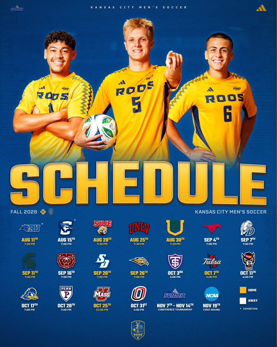KCRoosMSoccer's tweet photo. 🚨 The 2026 Schedule is Here 🚨 

The season is just around the corner!
Get your tickets today at https://t.co/D1nQPclhLz

#RooUp🤘 https://t.co/OByGhSDJSg