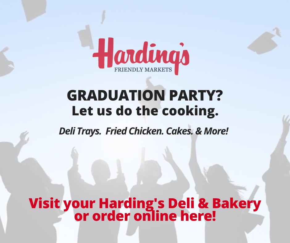 HardingsMarket's tweet photo. Hosting a graduation celebration? 🎉 Order party trays &amp; cakes online for easy pickup! 🎂🎓 Who’s ready to celebrate? Online ordering available at select stores. https://t.co/p8dmHJXujP #GraduationParty #SHardingsMarkets https://t.co/u1JdAoyHka