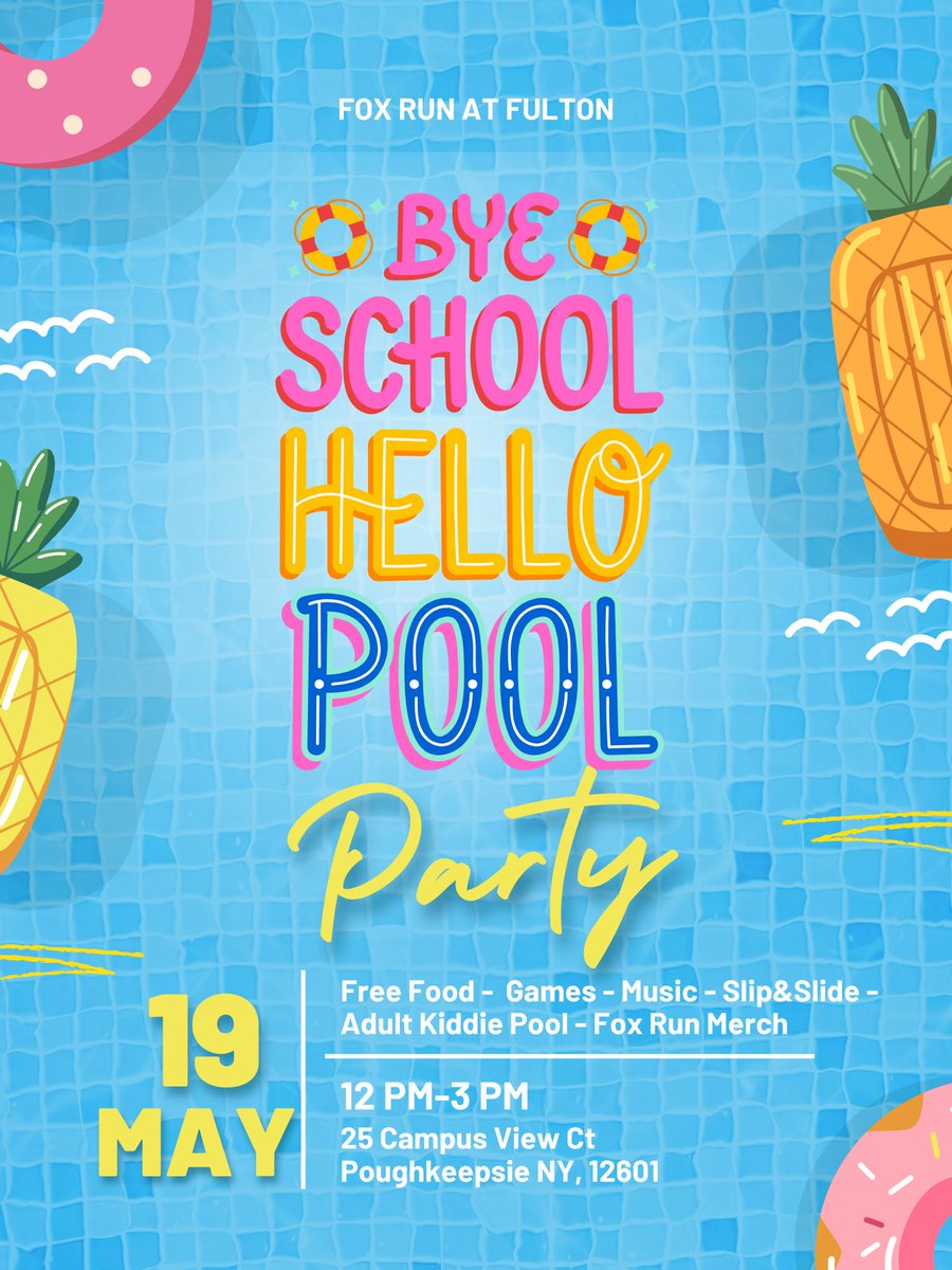 FoxRunatFulton's tweet photo. Join us tomorrow from 12-3pm in the pergola for some summer fun!! 💦💦

#marist #schoolsout #summervibes☀️ #foxrunatfulton https://t.co/KteDn26RD1