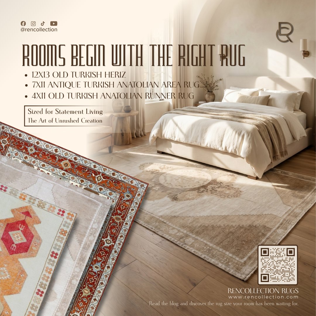 RenCollection's tweet photo. The right rug doesn’t just fill a room ; it defines it.
This 12x13 Handmade Old Turkish Heriz Style Rug brings balance, warmth, and timeless scale to Dallas interiors. Discover rug sizing ideas for living rooms, bedrooms, and dining spaces in our latest blog.
#DallasDesign https://t.co/0KTdgMO25E