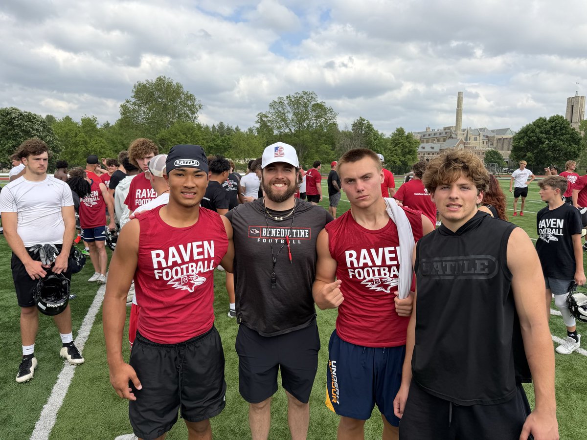LoganDruckrey's tweet photo. Thank you Coach Osborn and Coach Hines for the opportunity to get in work at the Benedictine football camp this weekend. I was honored to receive my first scholarship offer from Coach Hines. Go Ravens! https://t.co/bs1trUOJze