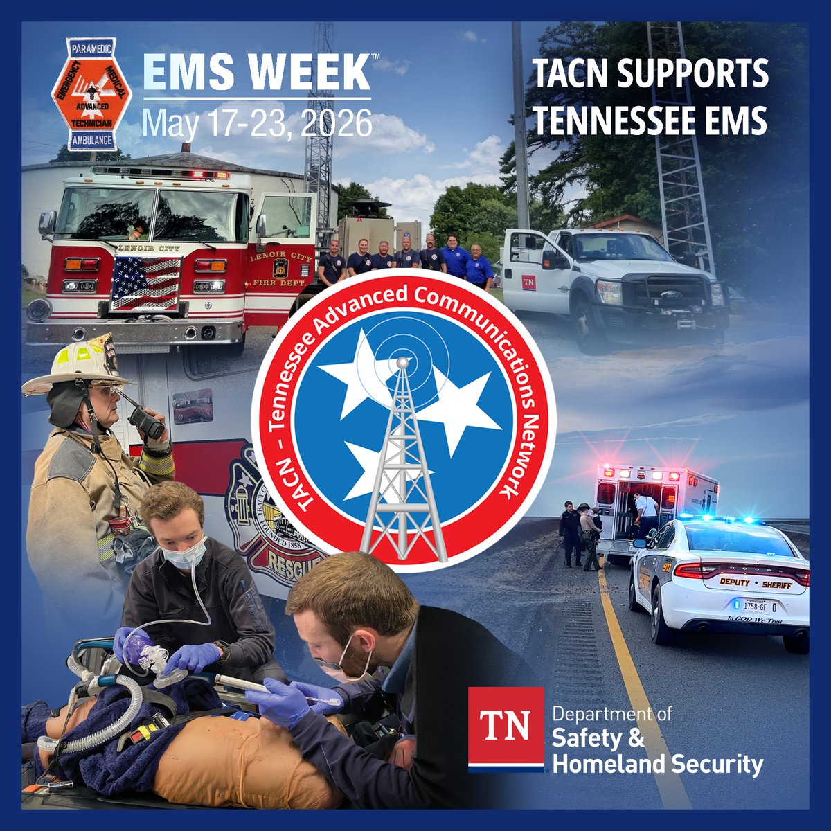 TNAdvancedComms's tweet photo. On #EMSRecognitionDay, we celebrate Tennessee’s dedicated EMS professionals who save lives every day. #TACN is proud to support them by closing communication gaps and enabling seamless coordination with other agencies and emergency physicians across greater distances. #EMSWeek https://t.co/VEj46pgrEd