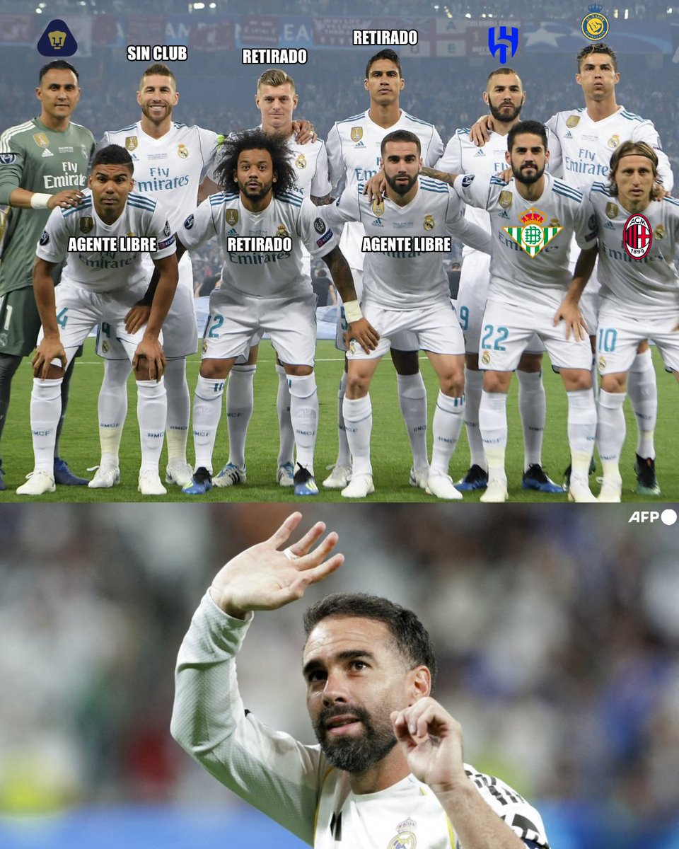 InvictosSomos's tweet photo. Y con el anuncio del adiós de Dani Carvajal, se marchó el último jugador que quedaba del XI titular del Real Madrid tricampeón de Champions League. Se apagó la última luz de aquel equipo legendario. Fue hermoso mientras duró, señoras y señores. EL FIN DE UNA ERA.