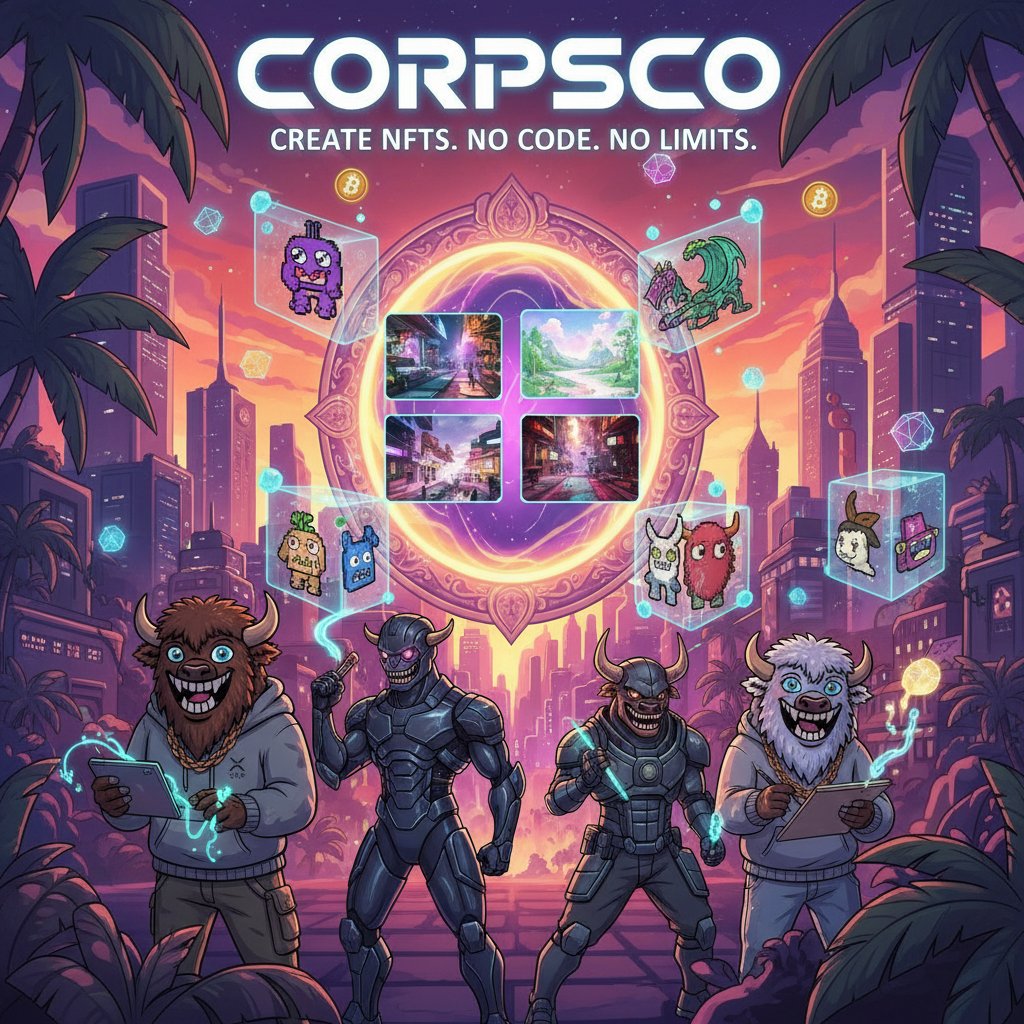 CorpscoMetaX's tweet photo. Corpsco was born from a simple idea: powerful NFT creation shouldn't require coding skills, expensive designers, or weeks of work. We combined state-of-the-art AI image generation with an intuitive trait system so any artist — from beginner to pro — can launch a full NFT collection in an afternoon.

From pixel art to photorealistic, cyberpunk to watercolour, our platform supports every style. We're passionate about the Web3 creative economy and are constantly shipping new tools to help our community thrive.