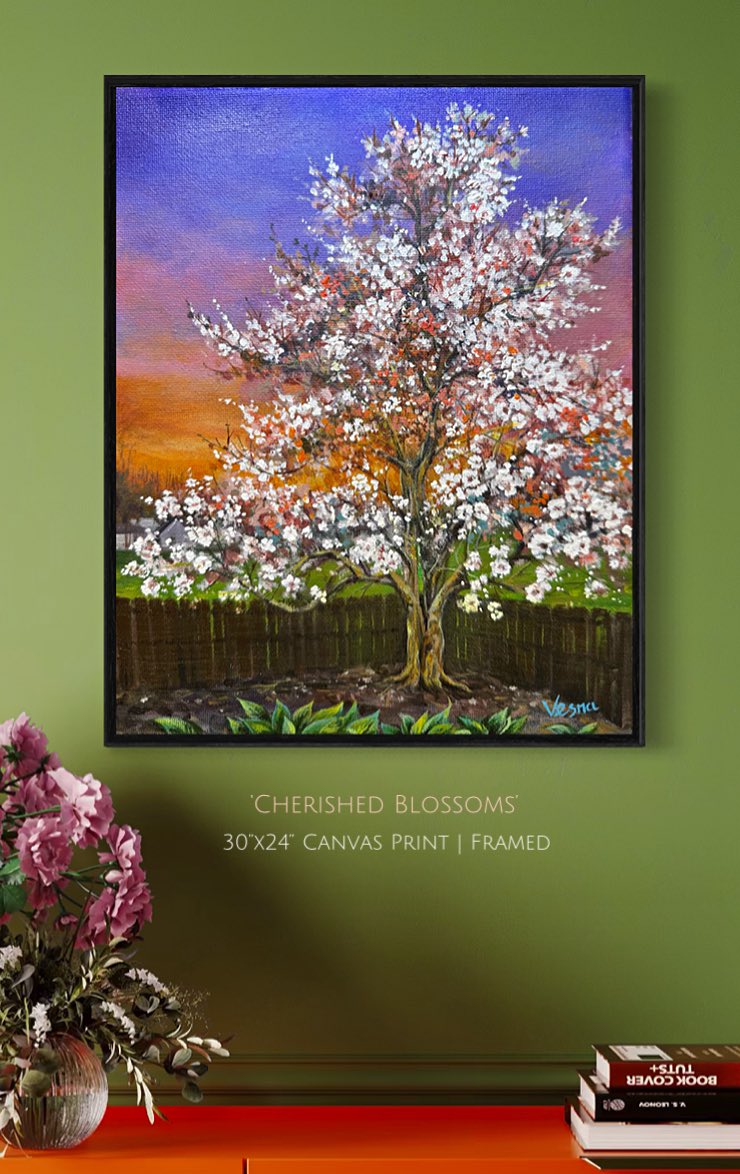 VesnaArtGallery's tweet photo. ‘Cherished Blossoms’ started as a 10”x8” custom Mother’s Day commission inspired by a client’s cherished backyard tree, and is now available as canvas prints up to 48”x38” with optional framing here: https://t.co/6d1JIZ9peK.

#CherishedBlossoms #CustomCommission #FineArtPrints https://t.co/misc2Fl3t0
