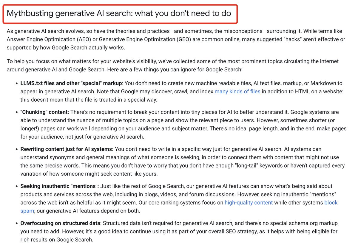 KorayGubur's tweet photo. Google has updated its guidelines for AI Search by making one thing clearer:

AEO, GEO, SXO, or whatever people choose to call it, is technically the same discipline as SEO.

If your web document cannot rank, your passages cannot rank.

If your passages cannot rank, generated AI answers are less likely to cite you.

The “query fan-out” definitions in the documentation also show that this is simply query augmentation, as we have been saying from day one.

Google’s Search Relations team is now trying to clarify these concepts. But in my opinion, they gave hype-marketers this opportunity in the first place by using unclear and irresponsible terminology.

RAG is basically an aggregated index curator that generates an answer for a specific, explicit question-query.

When the query is implicit or incomplete, augmentation becomes more diverse, and the number of retrieved documents increases.

PageRank, Topical Authority, and consensus are always part of RAG in terms of result filtering, trust, and source selection.

There is one research paper I suggest you read: “Corroboration of Web Answers.”

It helped inspire the logic behind featured snippets. If you check the sections on “prominence of an answer” and “answer scoring,” you can see that the same principles still reflect what we discuss today.

With that said, many hype-marketers are trying to push AEO, GEO, and similar terms as separate services.

In reality, good SEO, especially Semantic SEO, already communicates with LLMs in the best possible way.

You do not need a completely separate discipline only for LLMs.

In some cases, to impact consensus or convince LLMs, we can create specific domains. I usually call them “wasteful domains,” because we do not create these web documents to rank for a query directly, but to influence consensus as an objective third-party source.

In other cases, we can open different domains with EMD or PMD characteristics to impact the rankings of certain terms. We call these “extension domains.”

But none of these are beyond SEO.

They are all just different SEO implementations.

Since day one, we have defended this idea.

To join us: https://t.co/pbnF18gPmh