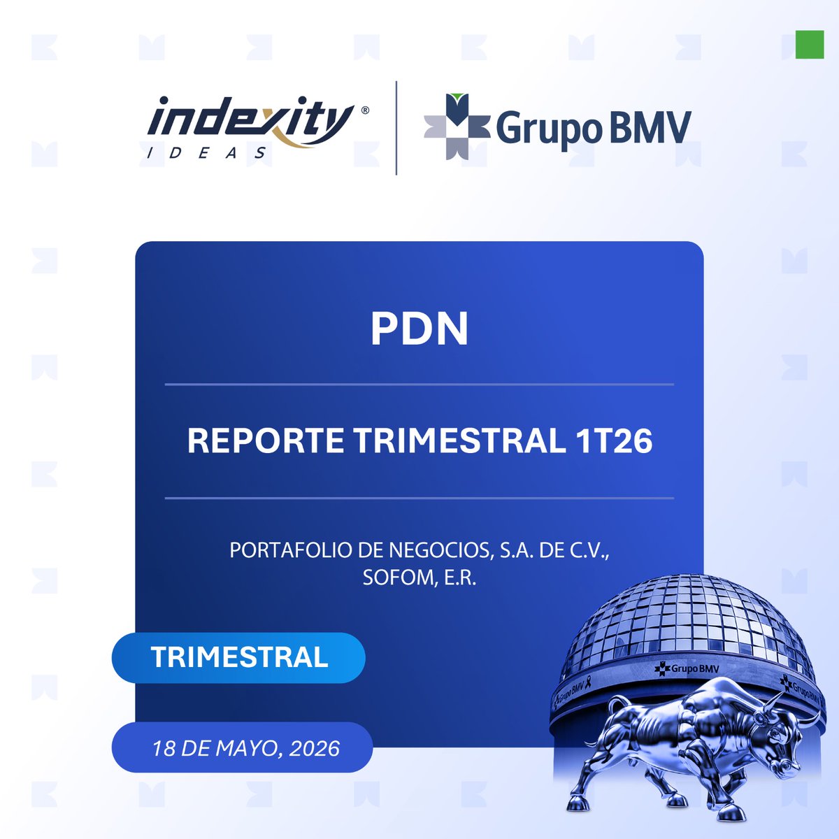 IndexityIdeas's tweet photo. PDN Reporte Trimestral 1T26: https://t.co/1Jsa1kyEnQ
#Trimestral #PortafoliodeNegocios #SOFOM #México #Inversionista https://t.co/I7Phhhz2D2 https://t.co/e9D5c5onnc