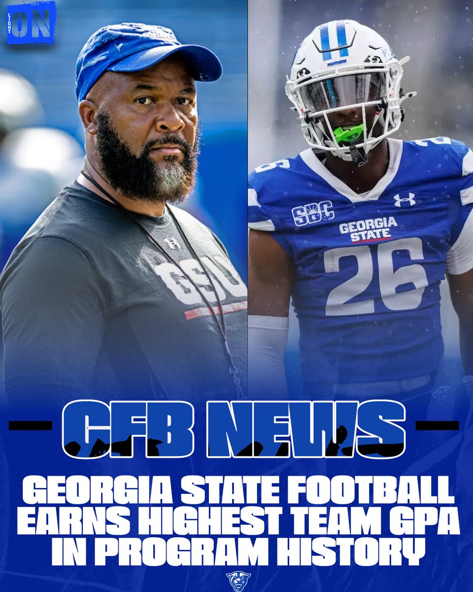 LightOnSports's tweet photo. Georgia State football players are excelling in the classroom under head coach Dell McGee. 📚

This spring semester, the GSU football team earned a 3.12 GPA, which is the highest in program history. 📈

via: @GeorgiaStateFB https://t.co/5c1xRugb6x