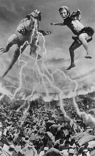 GodzillaWiki's tweet photo. Publicity stills for 「Frankenstein vs. Baragon」 (1965) extensively feature Baragon spitting bolts of electricity from his mouth, rather than the magma heat ray he spits in the film itself. https://t.co/HUtzAzWnYY