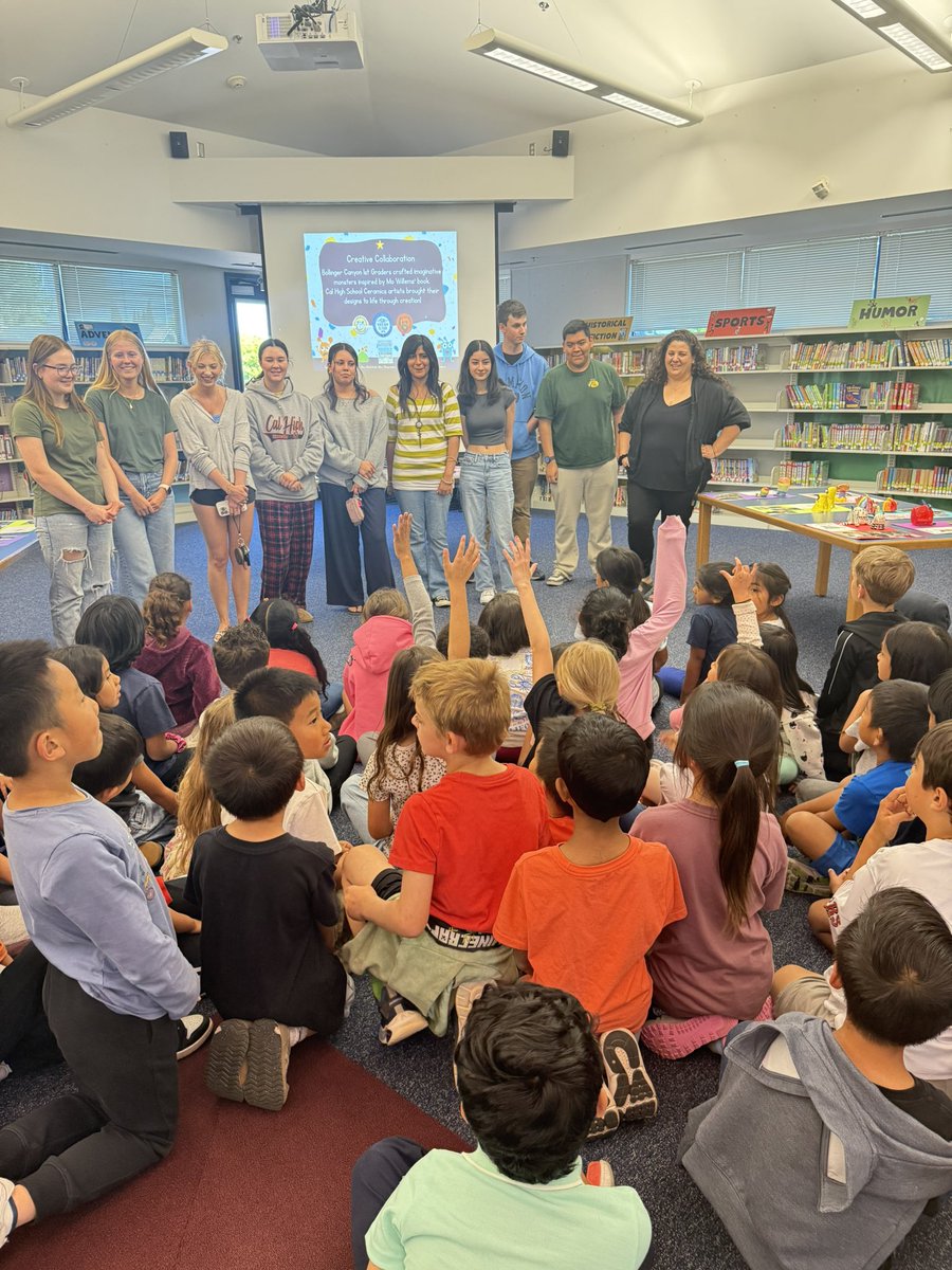 SRVUSD1's tweet photo. Monster Mash! 👾
Bollinger Canyon 1st graders designed their own monsters—and Cal High ceramics students brought them to life in 3D!
The big reveal? Pure  magic as students met their creations and connected with the artists behind them. 🎨✨ #WeAreSRVUSD https://t.co/8CamjYklr3
