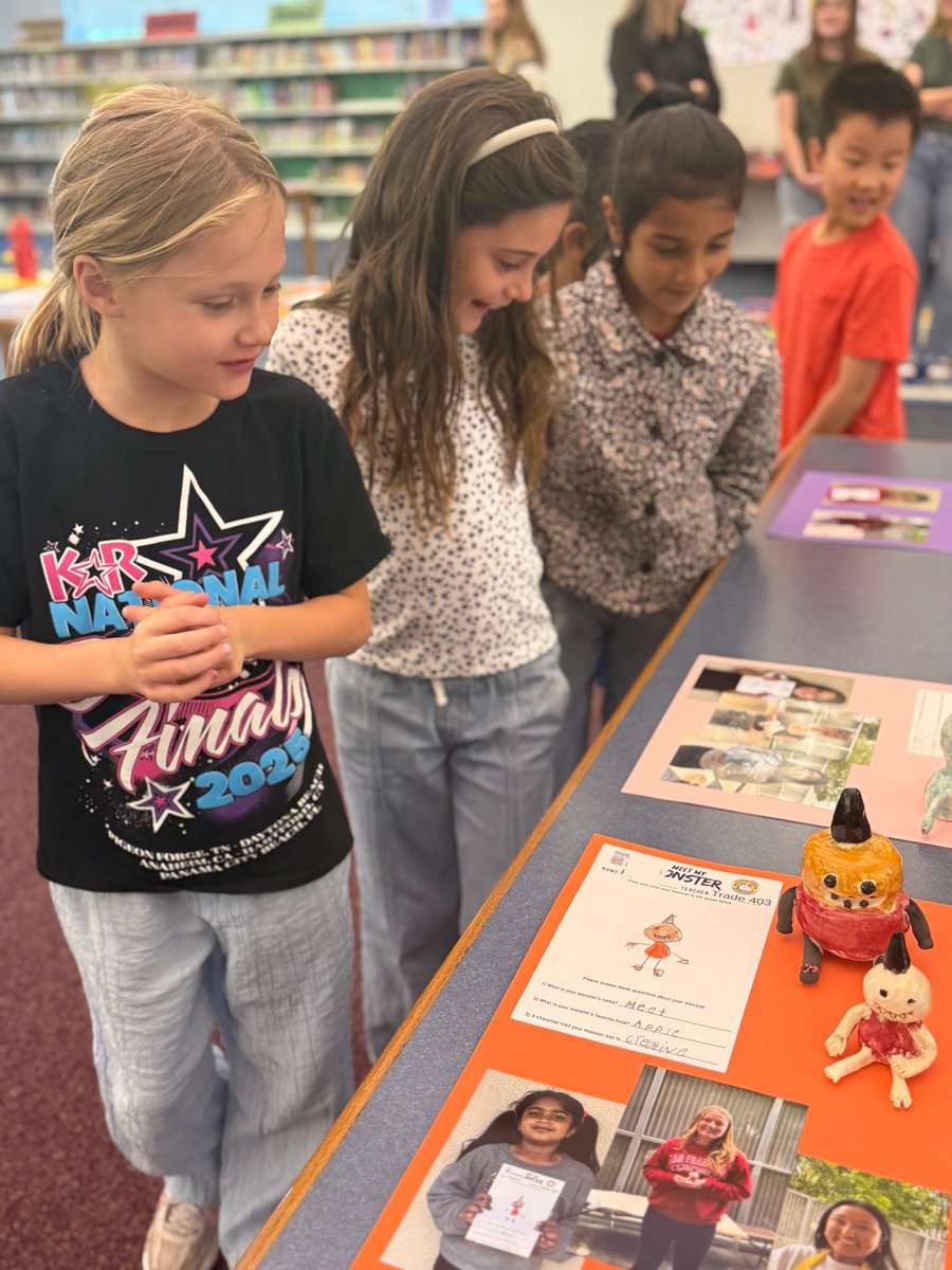 SRVUSD1's tweet photo. Monster Mash! 👾
Bollinger Canyon 1st graders designed their own monsters—and Cal High ceramics students brought them to life in 3D!
The big reveal? Pure  magic as students met their creations and connected with the artists behind them. 🎨✨ #WeAreSRVUSD https://t.co/8CamjYklr3