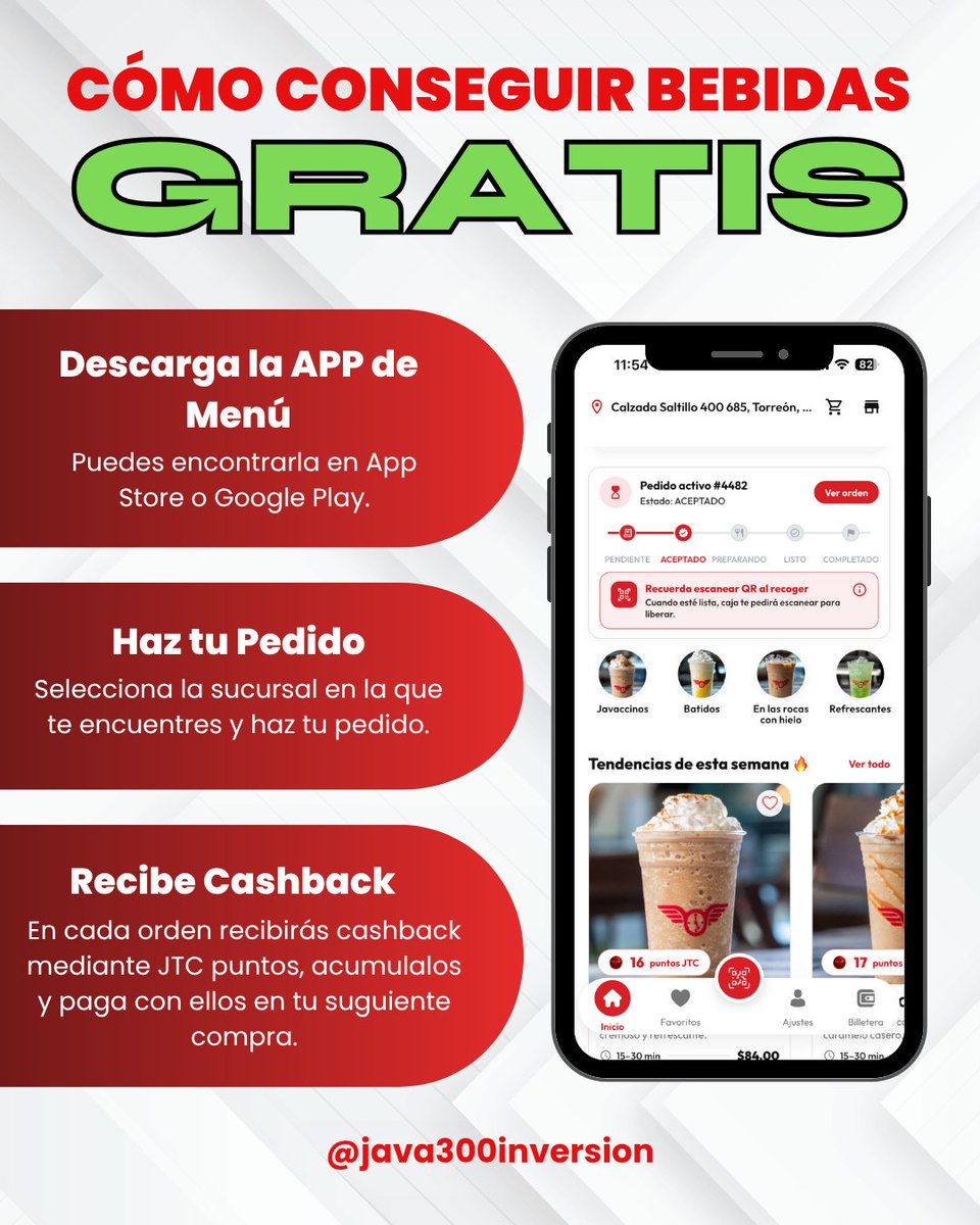 java300invierte's tweet photo. ¿Quieres bebidas gratis? ☕📲
Descarga la app de Menú, haz tus pedidos en Java Times Caffé y acumula JTC puntos con cada compra para usarlos en tus próximas bebidas.

Pide, acumula y disfruta más Java gratis.

#JavaTimesCaffe #Java300 #BebidasGratis #MenuApp #JTCPuntos https://t.co/C0ZfAhIgVt