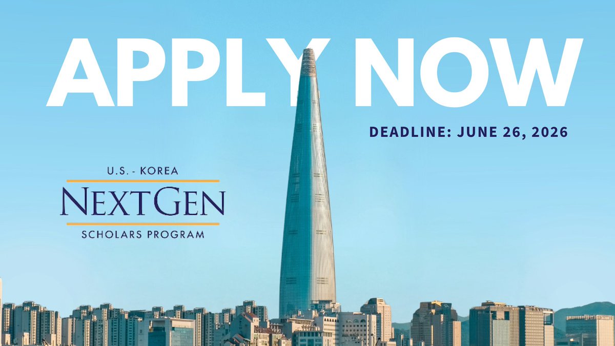 CSISKoreaChair's tweet photo. Applications NOW OPEN! 

2026–2027 @CSIS U.S.-Korea NextGen Scholars Program with @VictorDCha.

A two-year, non-resident program for mid-career American Korea specialists. 

Don't miss the opportunity to come to DC and Seoul!

Apply here: https://t.co/Wdzv71EKeQ https://t.co/m0d7cJ8TJf