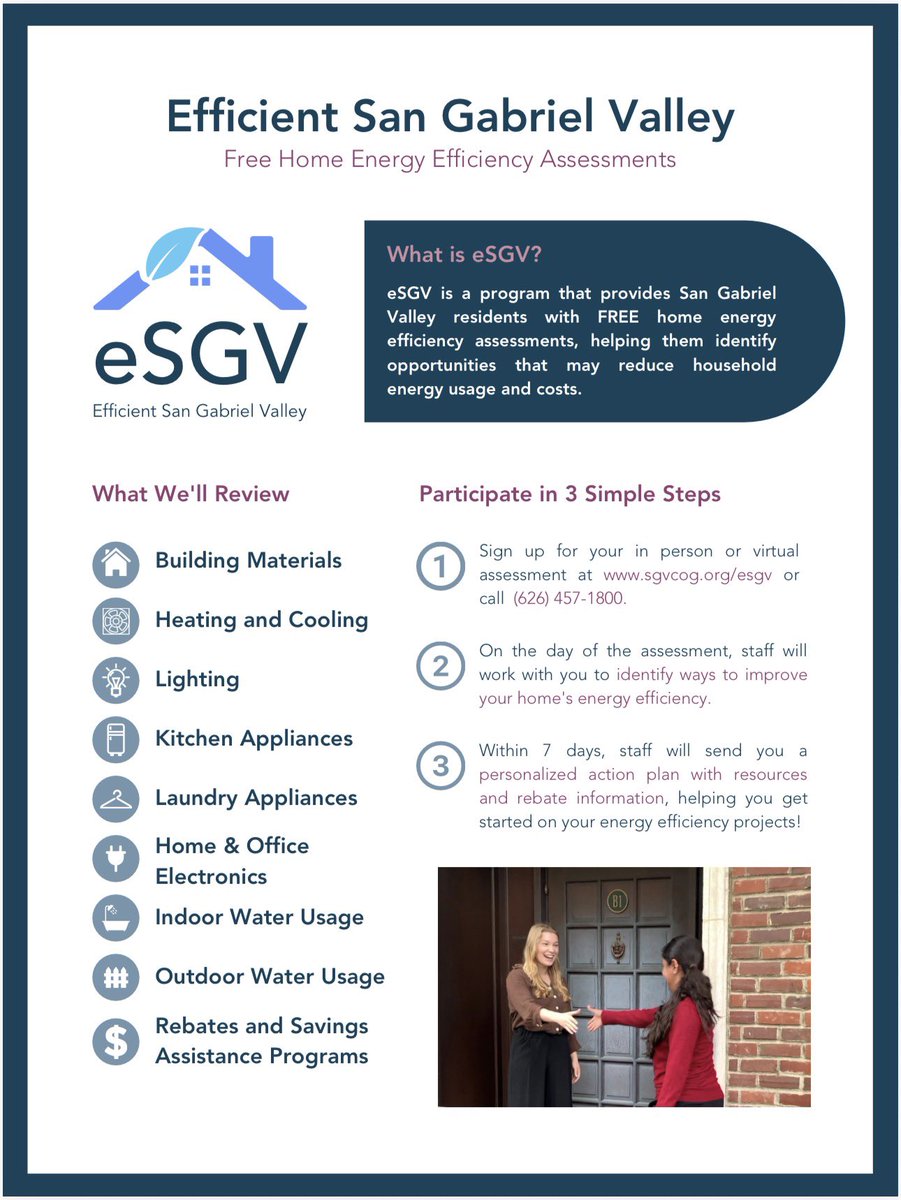 CITYSEM's tweet photo. Free home energy assessments are now available for SGV residents! 🌿💡

Find ways to save energy, reduce costs, and make your home more efficient.

Learn more or sign up at https://t.co/ZPmRQssTmJ. https://t.co/MbmiejNb3Z