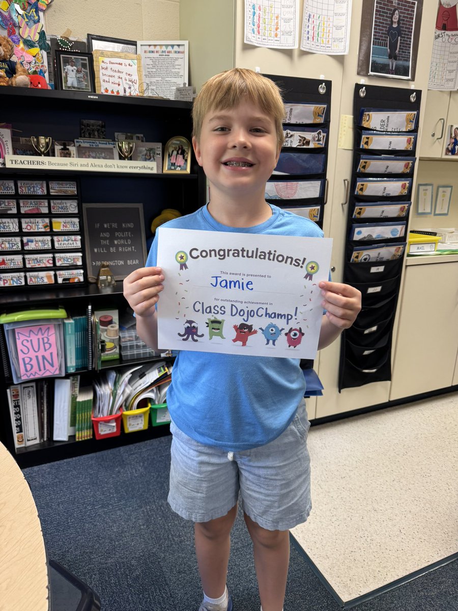 2ndGrDrennan's tweet photo. 🥇 Hooray for Jamie! He was our weekly dojo champ. Jamie was kind and helpful this week! ⭐️ https://t.co/eOaOPfjx3H