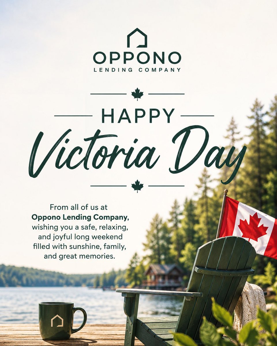 OpponoLending's tweet photo. 🇨🇦 Happy Victoria Day from Oppono Lending Company! 🍁
Wishing you a safe, relaxing, and joyful long weekend filled with sunshine, family, and great memories. ☀️🏡✨
•
🏬Oppono Lending Company
💻https://t.co/u0Sd3rpmuN
☎️(905) 886-5352
⌨️info@oppono.com https://t.co/hLXtLU5MRY