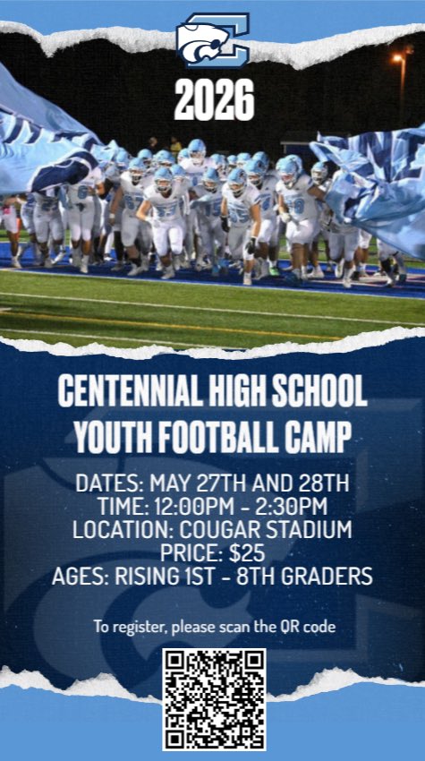 CoachBroadrick's tweet photo. Get signed up today if you haven’t already. Excited to work with our future Cougs! @chs_cougars_fb https://t.co/BK72ksTxMD