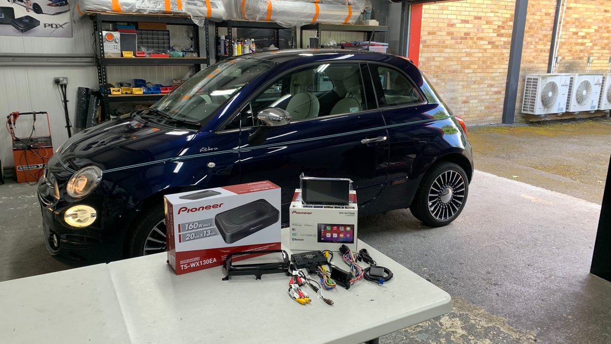 dynamic_audio's tweet photo. Pioneer SPH-DA77DAB6.8" CarPlay / Android auto stereo &amp; PIONEER TS-WX130EA Under Seat Space Saving Active Amplified Car Subwoofer installed in FIAT 500 2017 MODEL.

@FIAT_UK @PioneerUK @Connects2 https://t.co/Db79y1sWAT