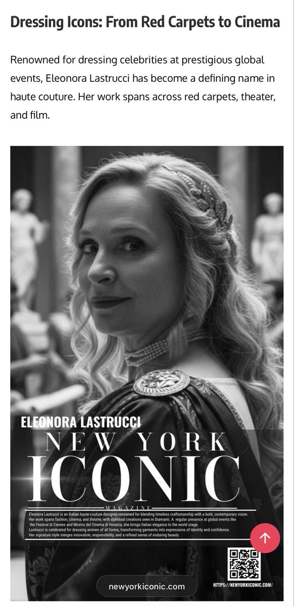 Newyorkiconic_b's tweet photo. Eleonora Lastrucci – The Soul, The Woman, The Stars ✨
A journey through haute couture where fashion becomes art and emotion. Her designs reflect elegance, strength, and timeless beauty.
Article 🔽:
https://t.co/WaegZ4fNml

#EleonoraLastrucci #FashionArt #LuxuryStyle https://t.co/Neq0rv9Dcm