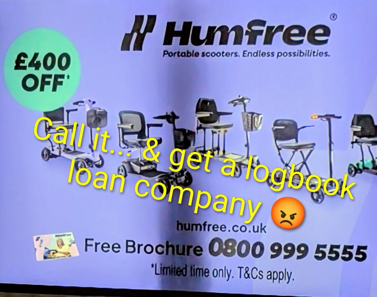 TraffIncService's tweet photo. .Even though #Humfree (scooters) denies it, the number THEY advertise is #V5Loans a logbook loan company! 

#BuyerBeware 😡 https://t.co/TBzugPQUq5