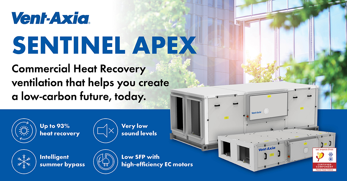 VentAxia's tweet photo. Looking for high-performance heat recovery for your next commercial project?
The Sentinel Apex HR30 &amp; HR40 deliver efficient, reliable #Ventilation with flexible design for easy install. Explore the brochure: https://t.co/BH2Qyls3dG #HVAC https://t.co/DDdQQGCEHB